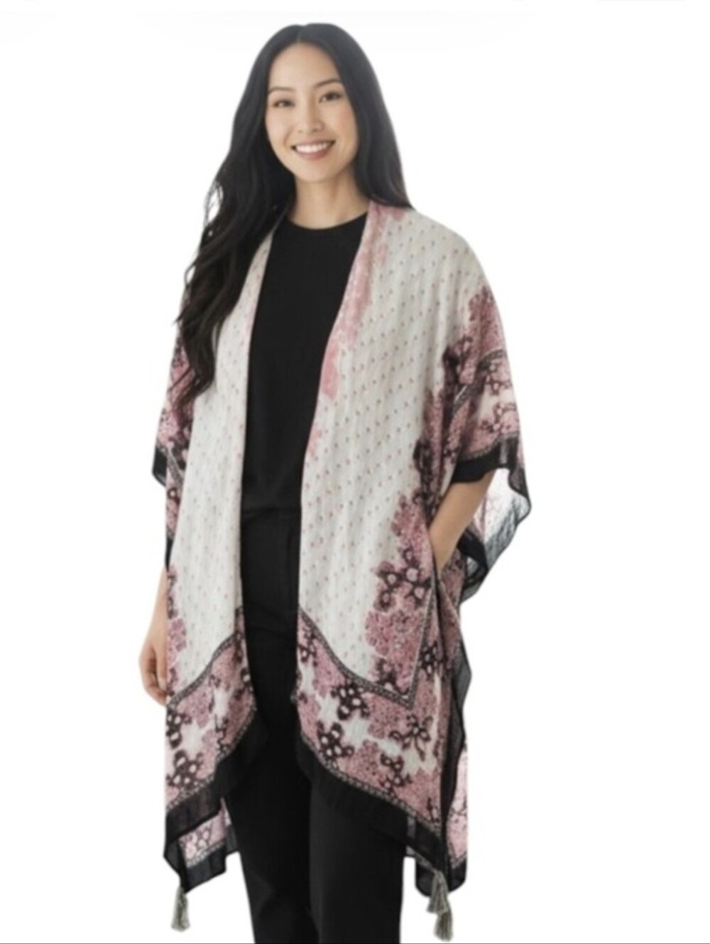 Lord & Taylor Boho Geometric Pattern  Kimono